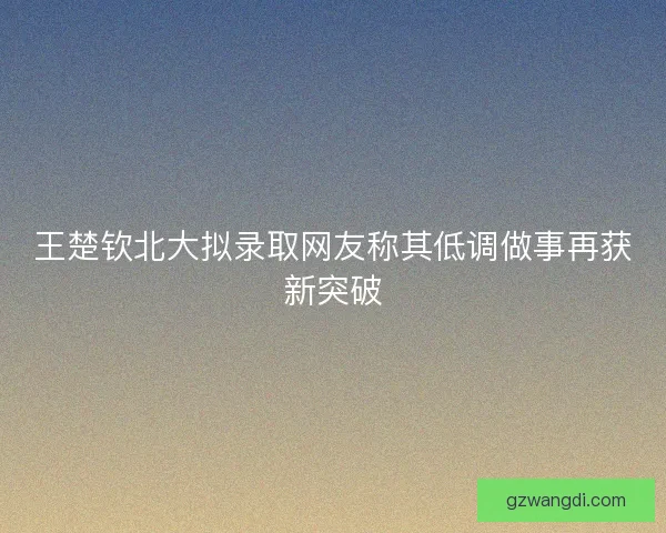 王楚钦北大拟录取网友称其低调做事再获新突破