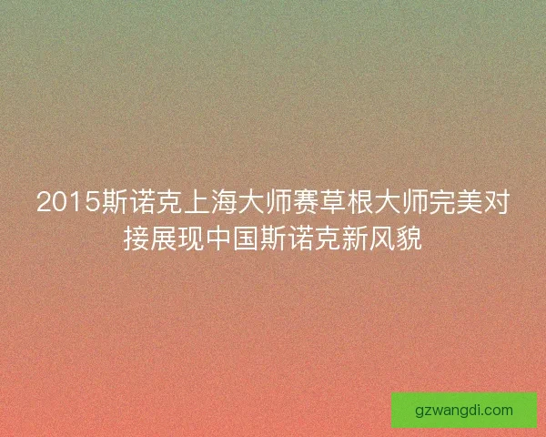2015斯诺克上海大师赛草根大师完美对接展现中国斯诺克新风貌