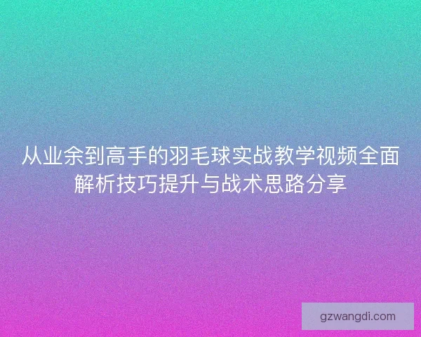从业余到高手的羽毛球实战教学视频全面解析技巧提升与战术思路分享