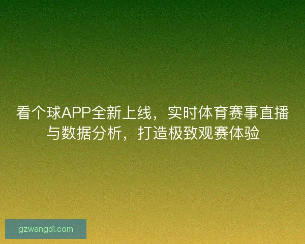 看个球APP全新上线，实时体育赛事直播与数据分析，打造极致观赛体验