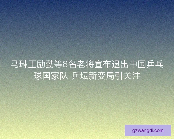 马琳王励勤等8名老将宣布退出中国乒乓球国家队 乒坛新变局引关注 马琳王励勤等8名老将宣布退出中国乒乓球国家队 乒坛新变局引关注