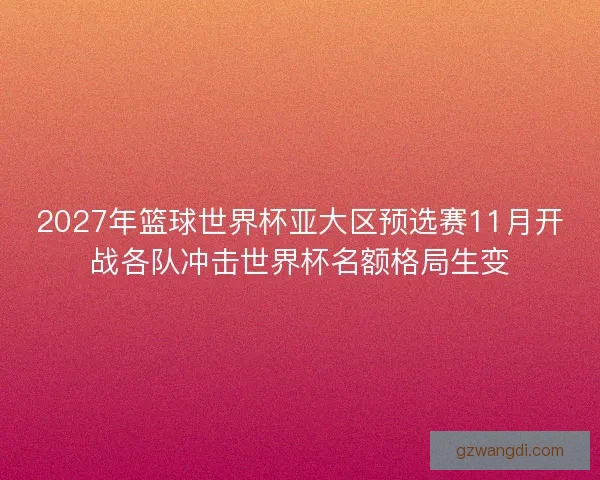 2027年篮球世界杯亚大区预选赛11月开战各队冲击世界杯名额格局生变